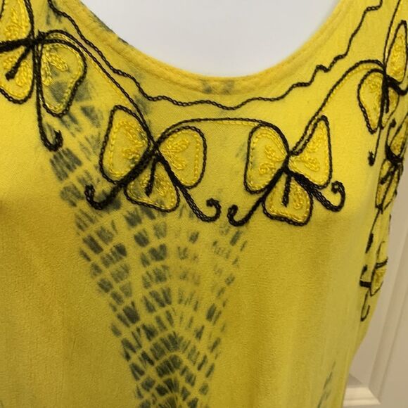 Ocean Breeze Free Size Scoop Neck Short Sleeve Embroidered Hi Low Maxi Dress - Picture 3 of 10